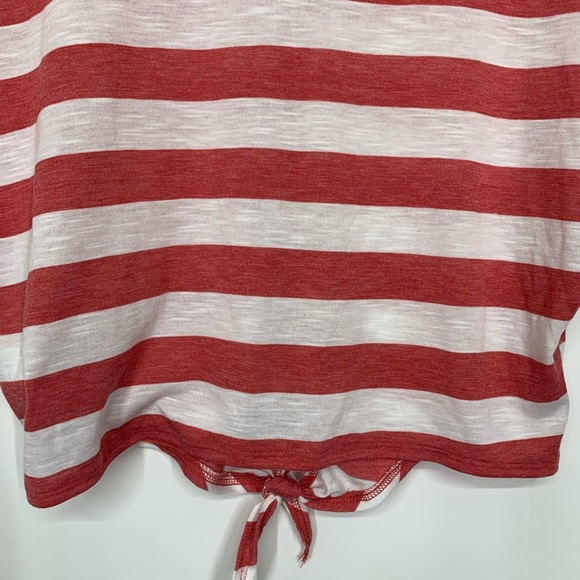 SO Burnout Pink & White Striped Shirt Button Up Tie Front New Size Small - Picture 9 of 15